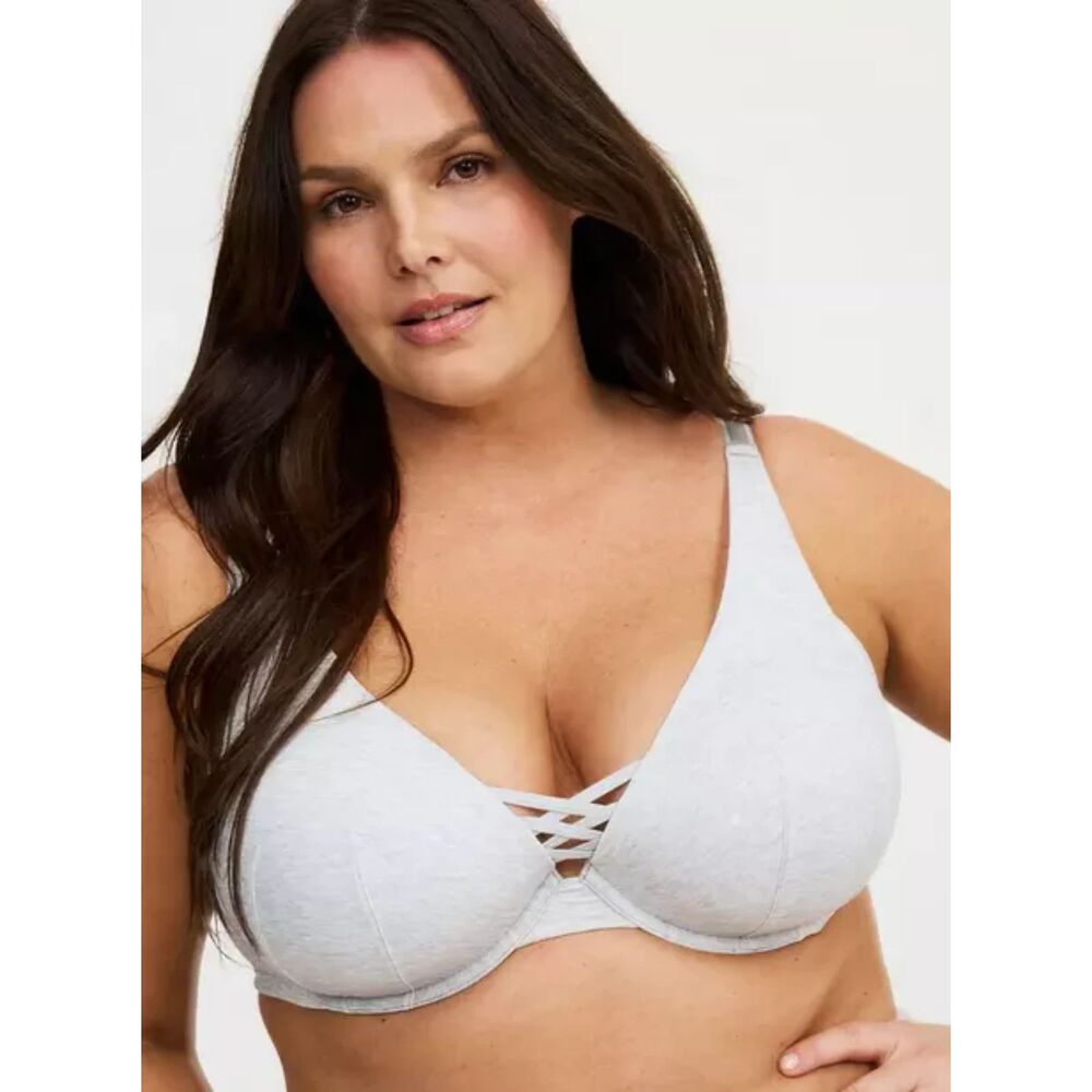 NWT Torrid XO Plunge Push-Up Heather High Apex Bra Women's 44D Gray